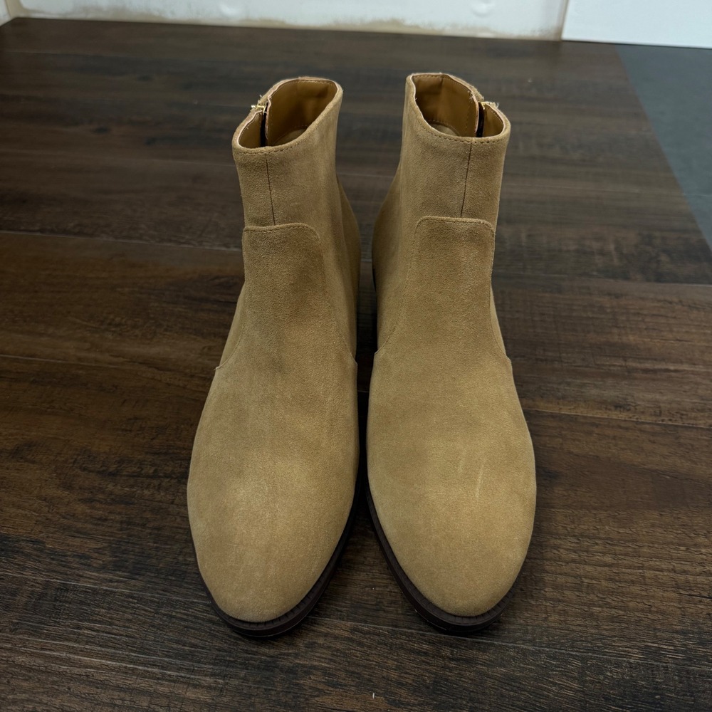 Lauren Ralph Lauren Tan‎ Suede Ankle Boots Block Heel Side Zip Womens 10B